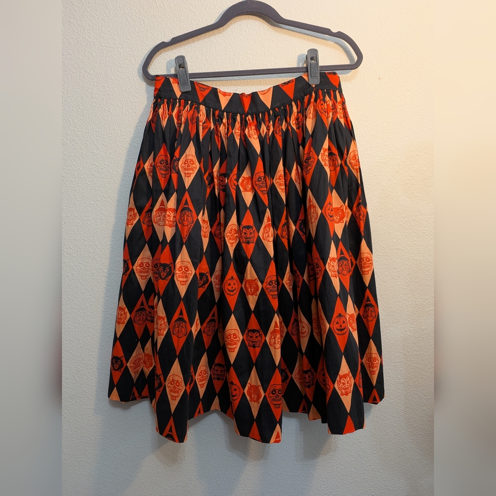 Vixen by Micheline Pitt Orange and Black Diamond Skirt - Picture 2 of 4